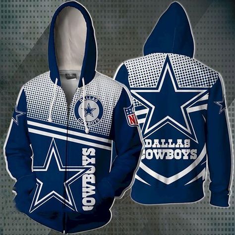 Dallas Cowboys NFL Dallas Cowboys 3D Hoodie Zip Sweatshirt Custom Full All Over Print personalize Cowboys Hoodie, Cowboys Men, Dallas Cowboys Fans, Cow Shirt, Nfl Fans, Nfl Teams, Dallas Cowboys, Hoodie Print, Unisex Fashion