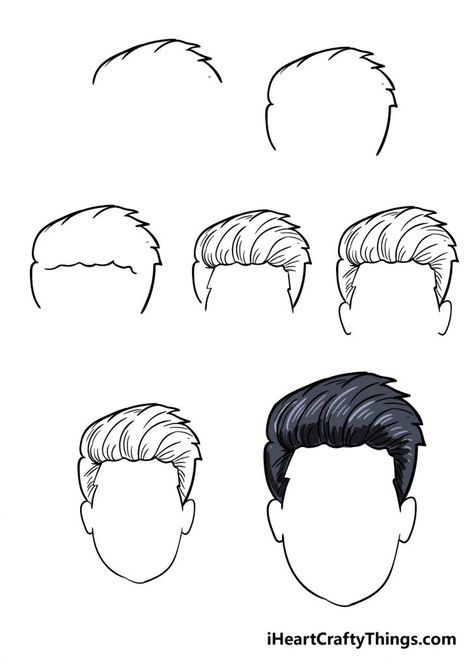 Boy's Hair Drawing - How To Draw Boy’s Hair Step By Step How To Draw Hair Male Easy, Mens Hairstyles Drawing, How Draw Hair, Black Male Hairstyles Drawing, Hairstyle Drawings, Haircut Drawing, Easy Hair Drawings, Draw Boy, Boy Hair Drawing