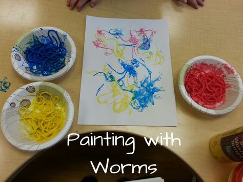 Preschool Worm Activities, Worms Activity Preschool, Worm Painting Preschool, Pre K Worm Activities, Worm Lesson Plans Preschool, Worm Provocations, Worms Preschool, Worm Crafts, June Crafts