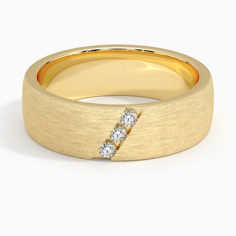 Men's 18K Yellow Gold Dante Diamond 6.5mm Wedding Ring. A striking diagonal line of diamonds creates a unique, eye-catching design in this matte-brushed ring. Wedding Band Guide, Ring Style Guide, Tacori Engagement Rings, Wedding Band Styles, Mens Diamond Wedding Bands, Diagonal Line, Trending Engagement Rings, Heart Engagement Rings, Ring Trends