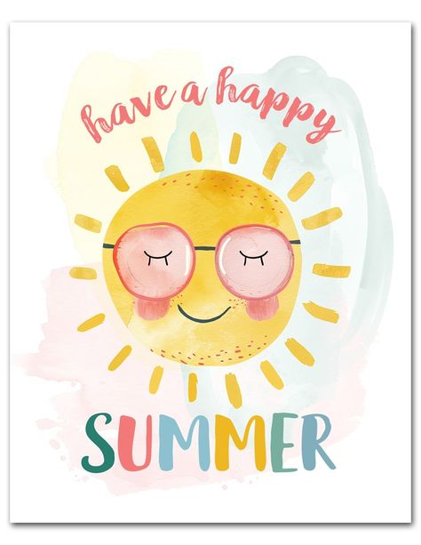 Hello Summer Printable Free, Summer Clipart Free Printable, Summer Tags Printable Free, Happy Summer Holidays, February Crafts, Wal Art, Daily Greetings, Summer Printables, Free Printable Tags