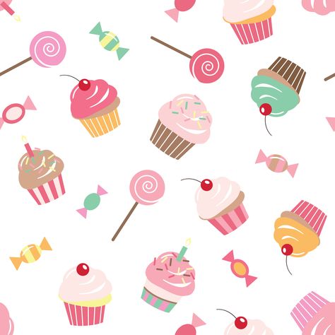 Cupcakes Wallpaper, Cake Background, Cupcake Illustration, Cupcake Vector, Cupcake Pictures, Dessert Illustration, Bakery Decor, Images Design, Candyland Party