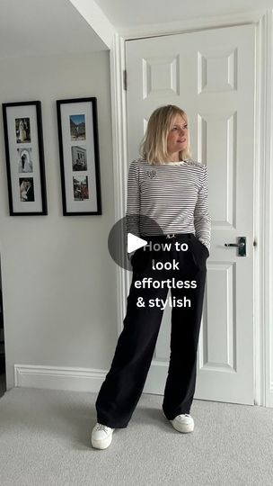 398K views · 2.6K reactions | How to look effortless …

Is all about mixing smart and casual elements within your outfit.

But as with so much of styling, it’s about ensuring that you have balance so mix these equally ie 2 smart pieces with 2 casual ones. 

For example:

✔️ Jeans and tee (casual) with blazer and flats/loafers

✔️ Jeans and trainers (casual) with Bouclé jacket and smart bag 

✔️ Tailored trousers and blazer/wool coat (smart) with sweatshirt/knit and trainers 

✔️ Slip skirt and blazer (smart) with tee and trainers 

Scarf and quilted bags all @ameliaroseaccessories 
Belt @lovepinkroseuk 

Black trousers old @hm 
Stripe top old @majeparis 
Wool coat current @sosandar linked in Feb highlight
Trainers old @mintvelvet 

Ankle length trs old @aritzia see Feb highlight for altern Black Cropped Trousers Outfit, Cropped Trousers And Boots, Black Smart Trousers Outfit, Black Trousers And Trainers Outfit, Black Trousers And Sweater Outfit, Casual With Blazer, Loafers Jeans, Loafers And Jeans, Black Trousers Outfit