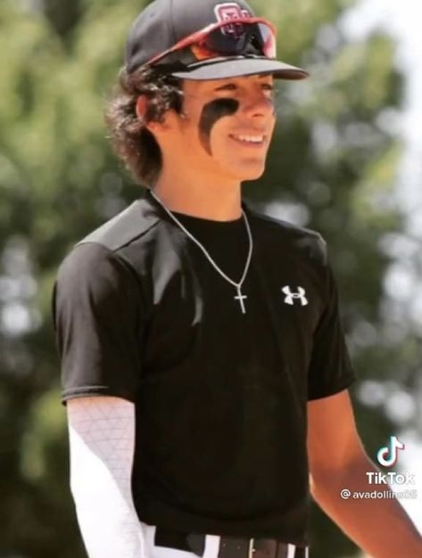 Baseball Guys Aesthetic, Baseball Eye Black Ideas Boys, Baseball Guys With Fluffy Hair, Baseball Boys Haircut, Baseball Boys Vs Football Boys, Base Ball Boys With Fluffy Hair, Brown Fluffy Hair Baseball Boy, Smash Or Pass Guys Pics, Fine Boy Pictures