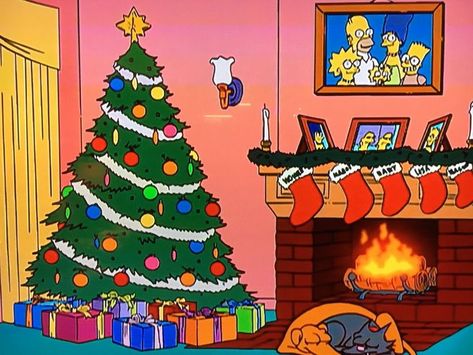 The Simpsons Simpsons Christmas Tree, Christmas In Cartoons, Christmas Episodes Of Tv Shows Disney, Simpsons Christmas Wallpaper, Christmas Films Aesthetic, Simpsons Thanksgiving, Christmas Simpsons, The Simpsons Christmas, Cute Christmas Cartoon