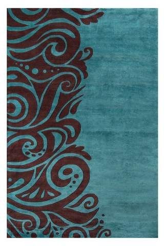 New Wave Palma Hand Tufted Wool #afflink Brown Rugs, Turquoise Living Room Decor, Living Room Decor Brown Couch, Momeni Rugs, Turquoise Rug, Room Paint Colors, Trendy Living Rooms, Area Rug Decor, Brown Living Room