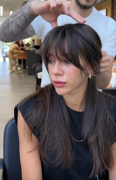 Vanessa Hudgens Hair Bangs, Wispy Bangs Blended Into Curtain Bangs, Full Bangs Straight Hair, Wispy Thick Bangs, Soft Long Bangs, Medium Length Haircut Big Forehead, Joanna Spicer Hair, Sparse Bangs Long Hair, Gigi Hadid Bangs