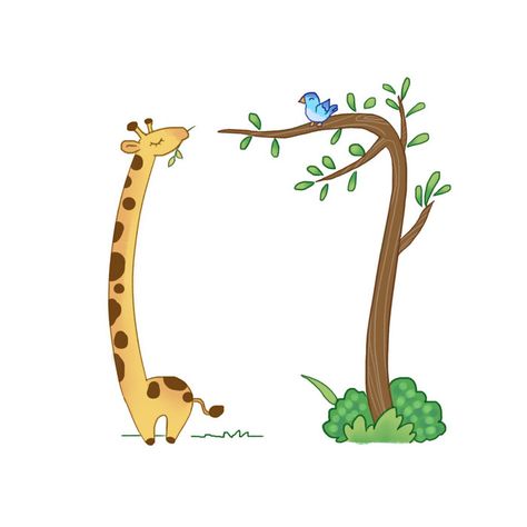 Giraffe Eating Leaves, Giraffe Eating, Giraffe Cartoon, Cartoon Bird, Cartoon Giraffe, Cartoon Birds, Cartoon Cartoon, Free Cartoons, Bird Silhouette