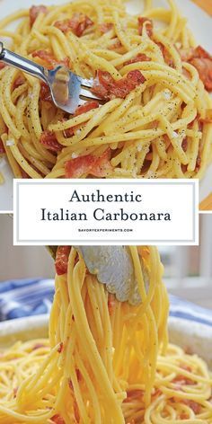 Best Carbonara Recipe, Carbonara Recipe Authentic, Authentic Carbonara, Easy Carbonara, Carbonara Recept, Easy Italian Pasta, Italian Pasta Recipe, Easy Carbonara Recipe, Bacon Carbonara