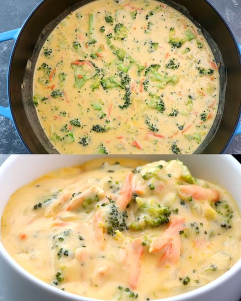 Creamy Broccoli Cheddar Soup - Greenku Recipes Baked Cauliflower Casserole, Creamy Broccoli Cheddar Soup, Cheesy Broccoli Soup, Broccoli Cheddar Soup Recipe, Cheddar Broccoli, Broccoli Soup Recipes, Cream Of Broccoli Soup, Creamy Broccoli, Sweet Carrot