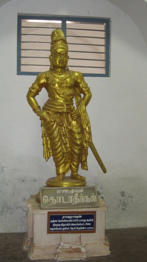 Statue of Rja Raja Cholan the King who built the Big Temple at Thanjavur, now UNESCO World Heritage Site Raja Raja Cholan, Big Temple, Chola Dynasty, Shiva Painting, Lord Shiva Painting, Indian Gods, Unesco World Heritage Site, Lord Shiva, Unesco World Heritage