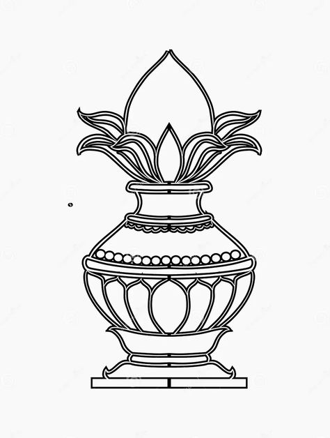 Kalash this Black Colour Art Original Pattern Poster Wal Background Music Stock Vector - Illustration of printing, kalash: 283995800 Kalash Embroidery Design, Kalash Mandala Art, Mandala Art Illustration, Kalasam Drawing, Kalash Drawing Easy, Kalash Illustration, Kalash Painting Design, Kalash Rangoli Designs, Kalash Painting