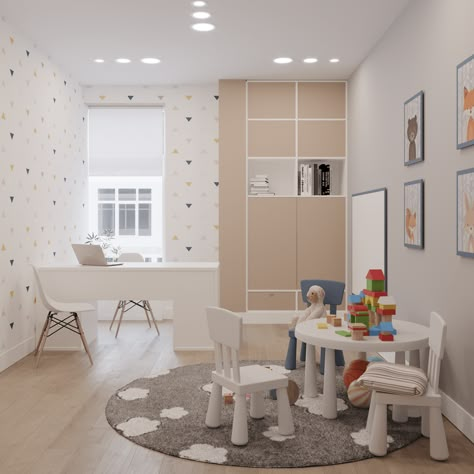 Kindergarden 117 Mariupol on Behance Preschool Room Layout, Pediatric Office Decor, Children's Clinic, Kindergarten Interior, Therapy Clinic, Therapist Office Decor, Daycare Design, Kids Loft, Kindergarten Design