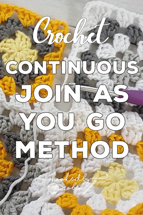 Join As You Go Crochet Blanket, Granny Square Joining Methods, Crochet Joining Techniques, Granny Square Joining, Crochet For Dummies, Hooked By Robin, Granny Square Blanket Tutorial, Joining Granny Squares, Easy Granny Square