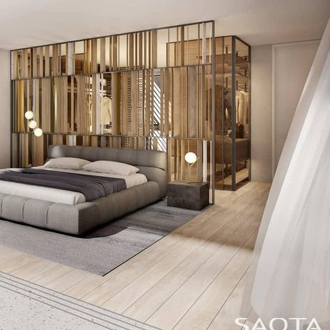 Masterbedroom Luxe Design, Spain Living, Closet Behind Bed, Cabin Rooms, Bedroom Wardrobe Ideas, Interior Design Layout, Luxury Closets Design, Modern Bedroom Interior, Luxury Bedroom Design