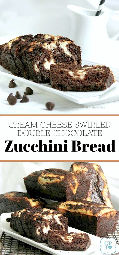 Double Chocolate Zucchini Bread, Zucchini Recipes Dessert, Zucchini Cheese, Grateful Prayer, Chocolate Zucchini Bread, Zucchini Bread Recipes, Cheese Dessert, Thankful Heart, Chocolate Zucchini