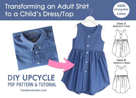 SPRING IS ALMOST HERE!! Toddler Dress Tutorial, Diy Toddler Dress, Pola Jaket, Daughter Dress, Upcycle Shirt, Father Shirts, Dress Tutorials, Sewing Pattern Sizes, Adulting Shirts