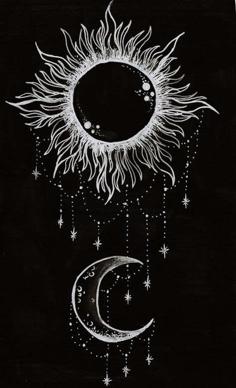 Moon And Sun Painting, Photo Poster Design, Boho Drawing, Drawing Night, App Wallpaper, Draw Black, Night Drawing, Moon Sun Tattoo, Sun Drawing