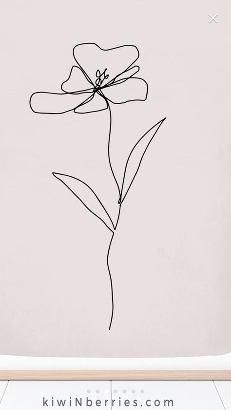 Linear Flower Drawing, Flower Contour Drawing, Lineart Flowers, One Line Flower, Ephemeral Tattoo, Flor Tattoo, Line Art Images, Flower Tattoo Back, Birth Flower Tattoos