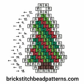 Red Garland Christmas Tree Brick Stitch Beaded Earring Pendant Christmas Pattern Labeled Color Chart Christmas Tree Seed Bead Earrings, Brick Stitch Christmas Tree, Christmas Brick Stitch Patterns, Christmas Tree Beaded Earrings, Holiday Beaded Earrings, Free Beading Tutorials Pattern, Christmas Seed Bead Earrings, Brick Stitch Christmas, Weaving Christmas