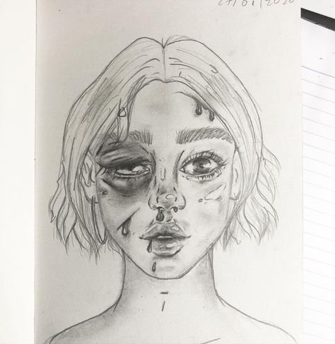 Scared Woman Drawing, Worried Face Drawing, Split Face Drawing, Disease Drawing, Person Sketch, Drawings With Meaning, Seashell Tattoos, Feminism Art, Gcse Art Sketchbook