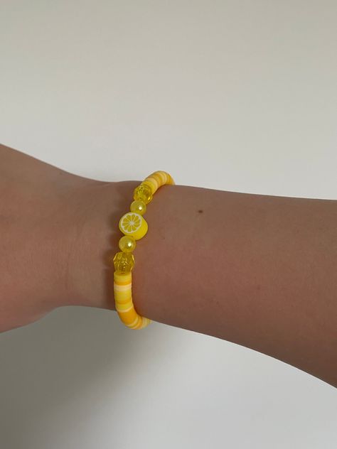 New clay bead yellow lemon handmade bracelet Bracelet Inspo Clay, Bracelet Inspo Clay Beads, Lemon Bracelet, Jewelry Stacking, Clay Bead Bracelet, Bracelet Inspo, Clay Bead, Stacked Jewelry, Bracelet Ideas