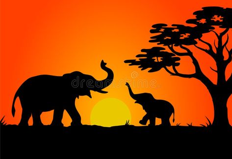 Safari sunset. Silhouettes of elephants. Eps file included , #ad, #Silhouettes, #sunset, #Safari, #elephants, #included #ad Safari Sunset, Elephant Photography, Elephant Wallpaper, Elephant Silhouette, African Sunset, Afrique Art, Elephant Drawing, Silhouette Painting, Elephant Painting