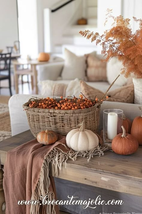 Cozy Fall Living Room, Neutral Fall Decor, Fall Living Room Decor, Fall Living Room, Fall Decor Ideas, Fall Centerpiece, A Living Room, Decorating Coffee Tables, Tiered Tray Decor