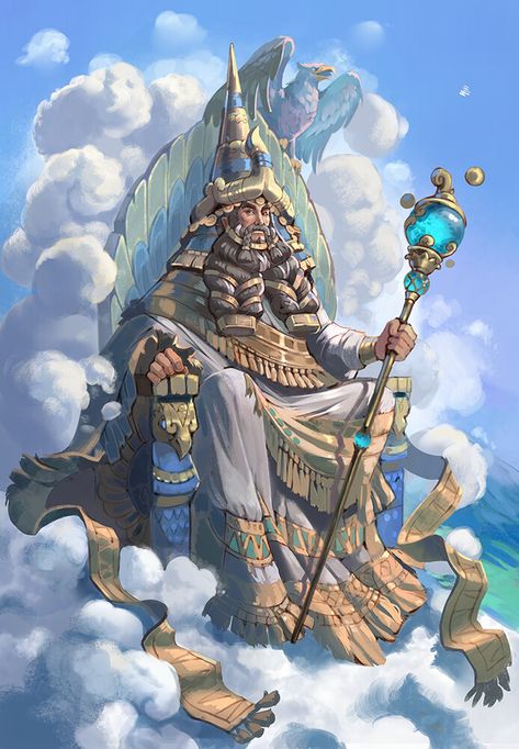 ArtStation - Sumerian gods and Heroes part 2, Ekaterina Chesalova Sumerian Mythology Art, Anunaki Gods, Ekaterina Chesalova, Annunaki Gods, Sumerian Gods, Sumerian Art, Cosmic Egg, Ancient Sumerian, Ancient Mesopotamia