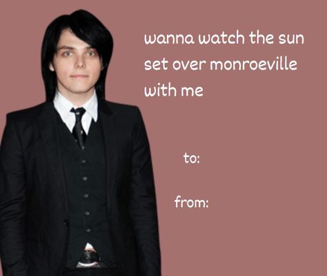 Funny Valentines Cards For Friends, Bad Valentines Cards, Silly Valentines, Bad Valentines, Funny Valentines Cards, Emo Love, Mcr Memes, Best Song, Emo Memes