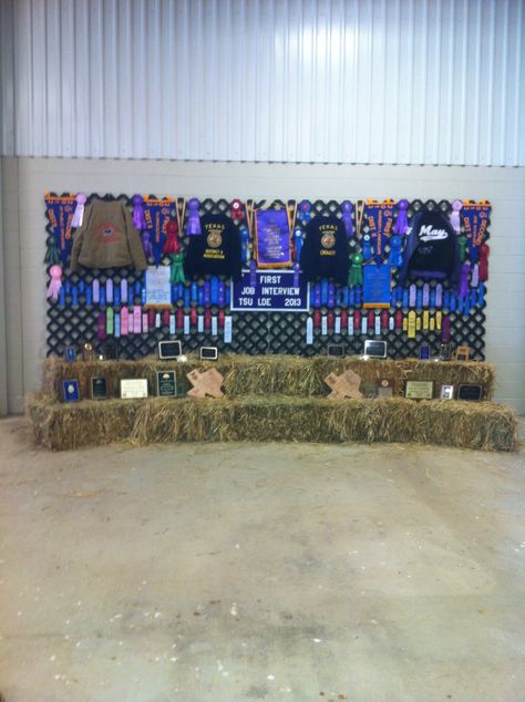 Ffa awards display Ffa Awards Display, Show Cattle Graduation Party, Ffa Sayings, Ffa Banquet Decorations, Ffa Crafts, Ffa Decorations, Ffa Scrapbook, Awards Display, Ffa Banquet