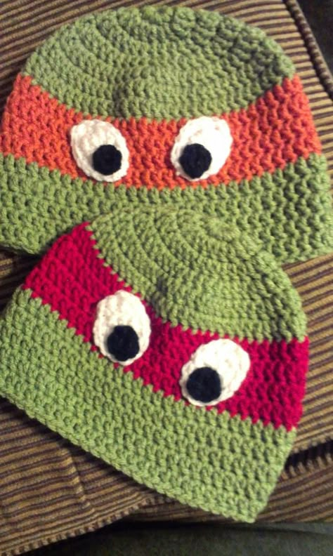 Crochet Ninja Turtle, Ninja Turtle Hat, Turtle Hat, Crochet Hats For Boys, Crochet Character Hats, Crochet Baby Gifts, Easy Crochet Hat, Crochet Kids Hats, Crocheted Hats