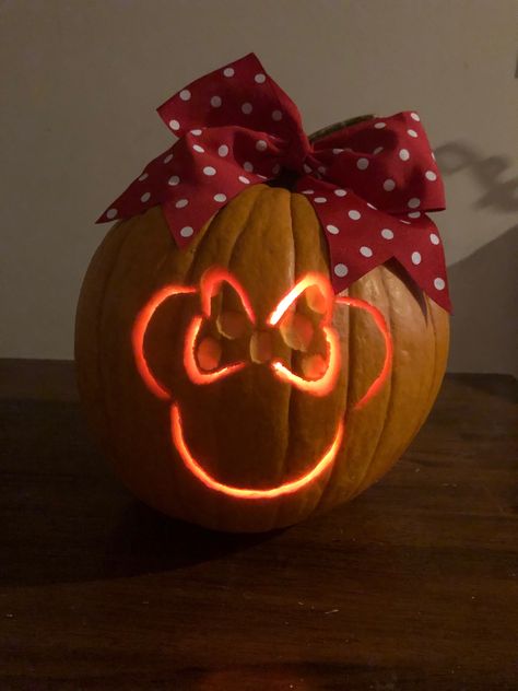 Cheer Pumpkin Carving  Summit Bound  Minnie Mouse Mickey Mouse Carved Pumpkin, Cute Pumpkin Carving Ideas For Small Pumpkins, Cute Pumkins Ideas Carving Disney, Minnie Mouse Carved Pumpkin, Pumpkin Carving Ideas Minnie Mouse, Disney Pumpkin Designs, Minnie Mouse Jack O Lantern, Mickey Pumpkin Carving Ideas, Pumpkin Carving Ideas For Girls Easy