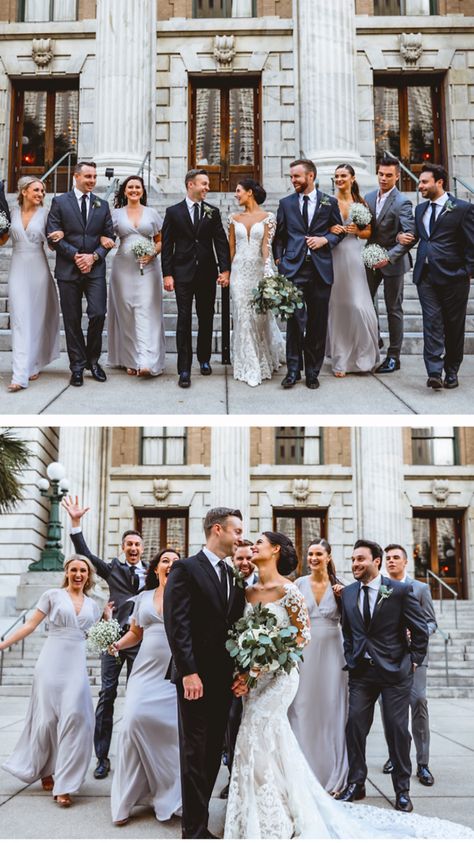 The Vault Tampa Wedding, Tampa Wedding Venues, Gray Bridesmaid Dresses, Tampa Wedding Venue, Bank Building, Le Meridien, Silver Bridesmaid, Palm Beach Wedding, Quince Ideas