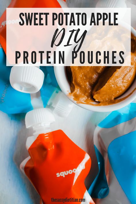 Diy Applesauce Pouches, Squeeze Pouch Recipes, Protein Powder For Kids, Pouch Recipes, Sweet Potato Apple, Budget Food, Baby Dinner, Sweet Potato And Apple, Soft Foods