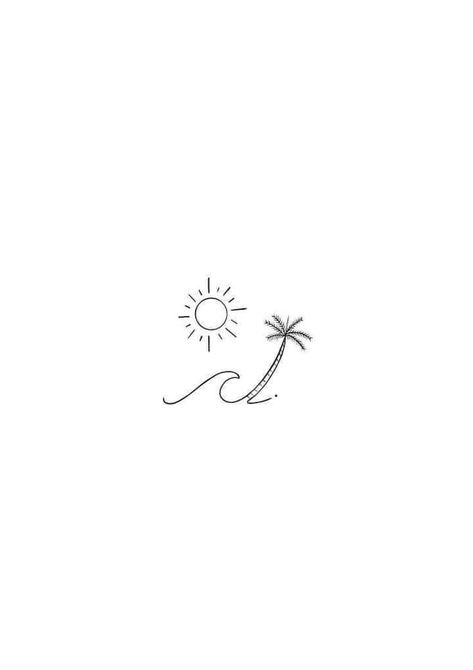 Tattoos Dainty, Small Beach Tattoos, Beachy Tattoos, Surf Tattoo, Petit Tattoo, Summer Tattoo, Beach Tattoo, Classy Tattoos, Line Art Tattoos