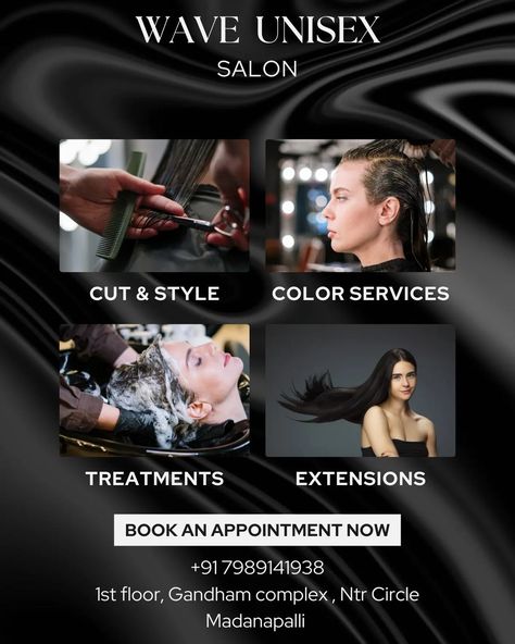 Salon Poster Design, Beauty Salon Marketing, Hair Services, Social Media Management Services, Colour Hair, Bridal Makeup Wedding, Types Of Hair, Salon Services, Business Hairstyles