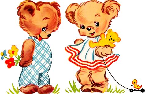 Kitschy Aesthetic, Bear Decal, 귀여운 음식 그림, Retro Artwork, Retro Girl, Easter Images, Waterslide Decals, Vintage Valentine Cards, Nursery Decals