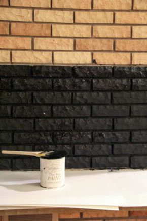 Black Fireplace Brick Painted, Black Paint For Fireplace, Painting Brick Black, Painted Black Brick Fireplace, Brick Painted Black, Black Brick Fireplace Painted, Painted Black Fireplace, Black Painted Fireplace, Black Fireplaces