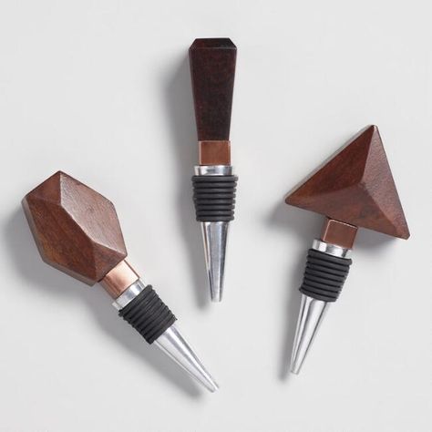 Geometric Wood And Copper Wine Stoppers Set Of 3 | Photobug Community Wine Making Kits, Rioja Wine, Barolo Wine, Sangria Wine, Wine Coolers Drinks, Wine Glass Markers, Thoughtful Gift Ideas, Dog Wine, Spanish Wine