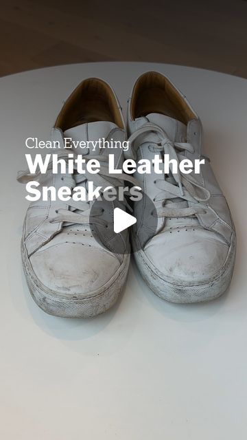 NYT Wirecutter on Instagram: "If you want your white leather sneakers to stay totally pristine forever, maybe don’t use them outside. 😉 If you do wear your white shoes out on the town and want to give them a little glow-up, here’s how to do it.

1. Remove the laces if there’s dirt underneath. Otherwise, keep them in so the shoe maintains its shape better.
2. Using a sneaker cleaning wipe or a magic eraser, gently scrub the shoe clean.
3. Use the magic eraser on the rubber midsole.
4. Replace the laces if they were removed.
#sneakers #shoes #sneakercleaning" How To Clean Leather Sneakers, Clean White Leather Shoes, White Leather Tennis Shoes, White Lace Shoes, Sneaker Cleaning, Clean White Leather, Sneaker Cleaner, Best Cleaner, White Leather Shoes