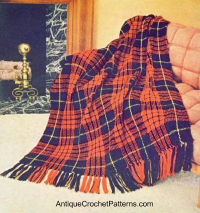 Crochet Afghan - Highland Afghan Plaid Crochet, Afghans Crochet, Crochet Afghan Patterns Free, Crochet Afgans, Tartan Blanket, Knitted Afghans, Afghan Patterns, Manta Crochet, Plaid Blanket