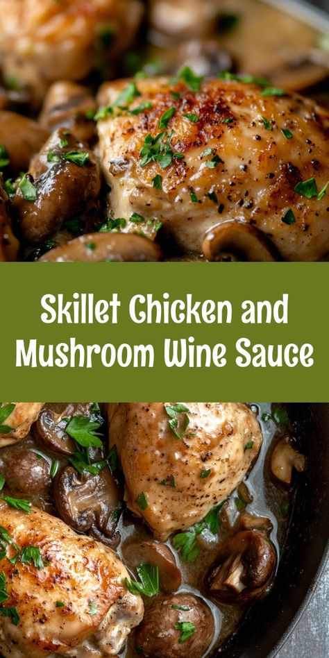 Indulge in a gourmet experience with Skillet Chicken and Mushroom Wine Sauce! This delightful dish combines succulent chicken breasts with savory mushrooms, all enveloped in a rich, creamy sauce enhanced by dry white wine. In just 30 minutes, you can impress your family and friends with this easy-to-make recipe that’s perfect for weeknight dinners or special occasions. Whether paired with rice, pasta, or seasonal vegetables, the flavors meld beautifully, creating a comforting meal that’s sure to please.✨🍷🥗 #EasyRecipes #ChickenDinner #GourmetCooking Wine Sauce Chicken, Chicken In Wine Sauce, Creamy Garlic Chicken Pasta, Mushroom Wine Sauce, Garlic Chicken Pasta, Turkey Cutlets, Chicken And Mushroom, Creamy Garlic Chicken, Seasonal Vegetables