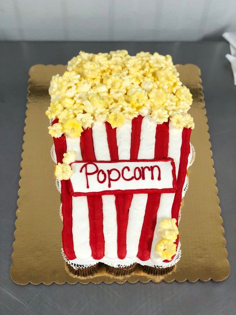 Popcorn Cake, Carnival Cakes, Popcorn Bag, Pull Apart Cupcake Cake, Pull Apart Cake, Cake Pulls, Movie Cakes, Pull Apart Cupcakes, Cupcake Cake Designs