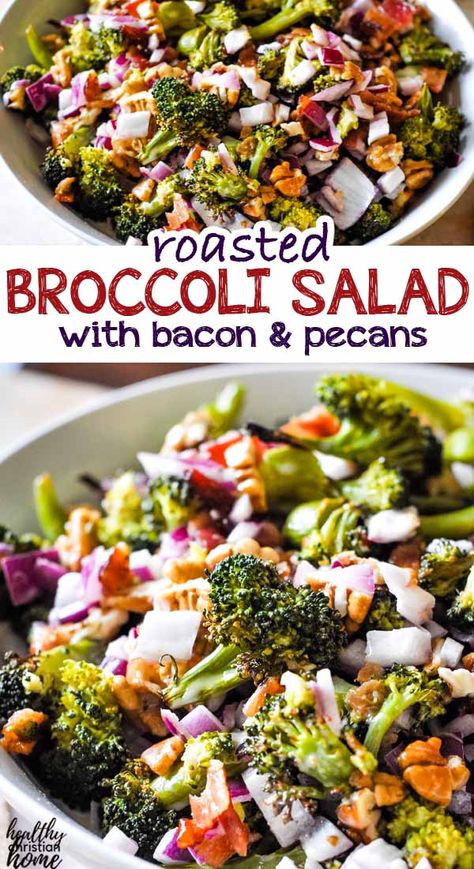 Thanksgiving Potluck Recipes, Roasted Broccoli Salad, Best Broccoli Salad Recipe, Broccoli Salad With Bacon, Broccoli Pasta Salads, Homemade Mayonnaise Recipe, Cottage Meals, Side Ideas, Sweet Dressing