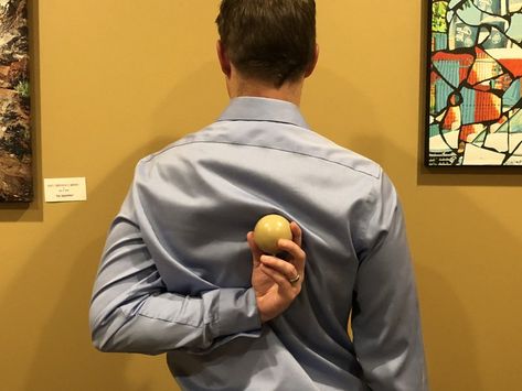 Rhomboids Stretch | Thrive Now Physio Ball Stretches, Rhomboid Stretch, Trapezius Stretch, Shoulder Dislocation, Shoulder Impingement, Lacrosse Balls, Dry Needling, Latissimus Dorsi, Lower Extremity