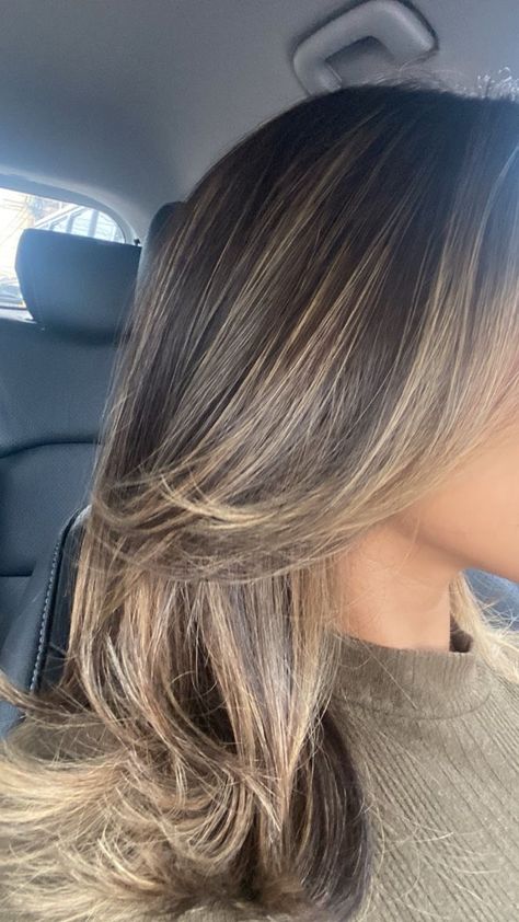 Light Brunette Hair, Black Hair Balayage, Brown Hair Looks, Brown Hair Inspo, Brunette Hair With Highlights, Hair Streaks, Dark Hair With Highlights, Brown Hair With Blonde Highlights, Hair Color Light Brown