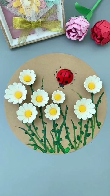 2,598 Likes, 4 Comments - Paper Craft Ideas (@paper_craft_ideas_) on Instagram: "Save it to remember" Handwork For Kids, April Crafts, Egg Carton Crafts, Hand Crafts For Kids, Art And Craft Videos, Easter Decorations Ideas, Diy Crafts Paper Flowers, Diy Crafts For Kids Easy, Ideas For Easter Decorations