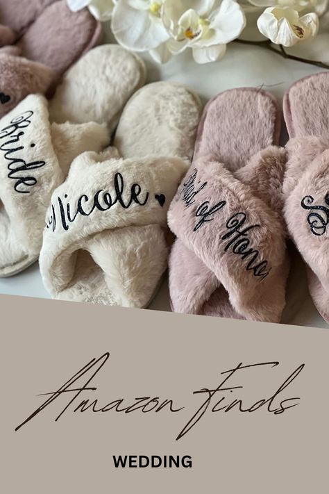 Custom, personalized, fuzzy slippers, bridesmaid, bride, shower, bachelorette, wedding, #affiliate Girls Night Sleepover, Slippers Bridesmaid, Bridesmaid Slippers, Bridal Slippers, Friends Bridal, Bride Shower, Wedding Personalized, Fuzzy Slippers, Girl Friend