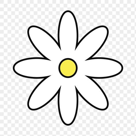 Flower Icon Transparent Background, Daisy Cartoon, Cartoon Daisy, Sticker Transparent Background, Daisy Sticker, Daisy Drawing, Flower Cartoon, Pressed Floral, Cartoon Flower